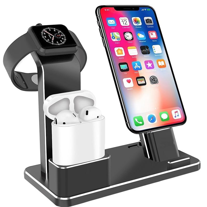 4-in-1 Charging Dock Station for iPhone, AirPods, Apple Watch & iPad - Premium Aluminum Organizer Holder
